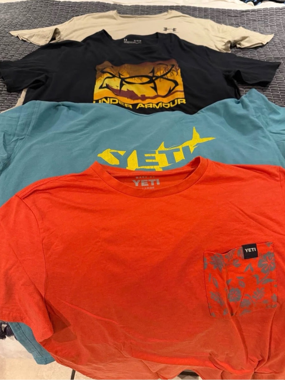 Under Armour Men's Short Sleeve Shirt Bundle - Black, Tan, Teal, Orange